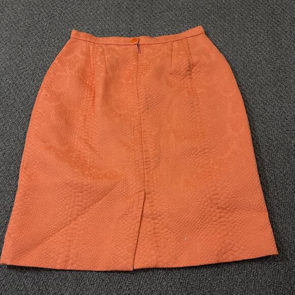 Luca Luca Womens Size 44 Cotton Knee Length Skirt Orange Pleated Textured - Picture 1 of 10